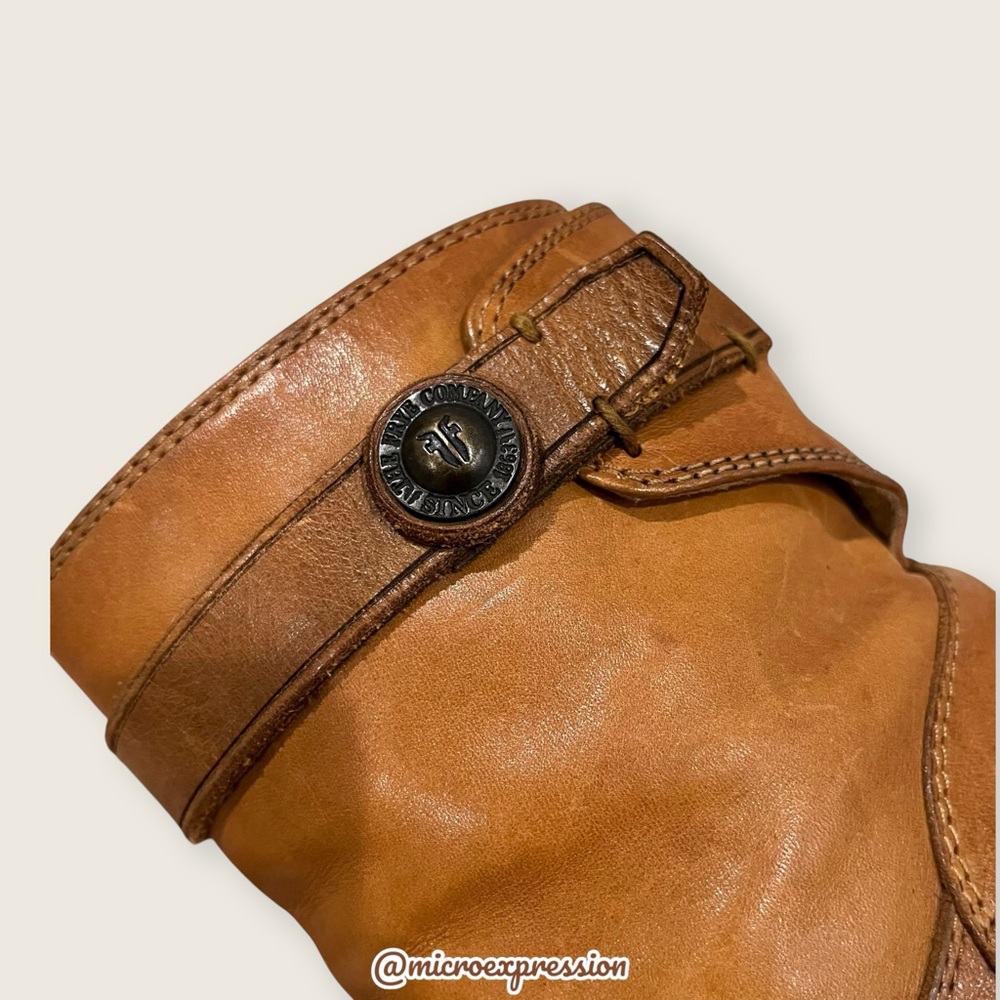 $369 Frye Malorie Button Tan Brown Real Leather Fall Winter Comfy Ankle Bootie - Picture 12 of 14